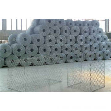 PVC recubierto galvanizado Hexgonal tejido tipo Gabion jaula de piedra